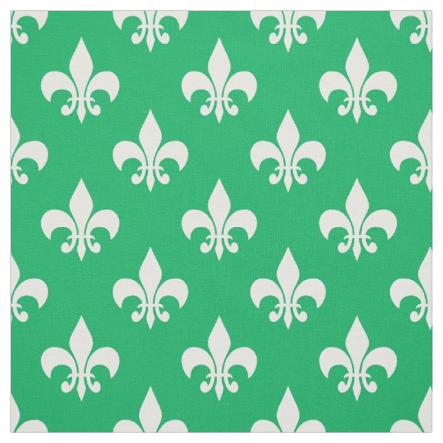 Green White Fleur-de-lis Textile Stoff (Muster)