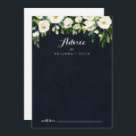 Green White Floral Royal Blue Calligraphy Wedding Hinweiskarte<br><div class="desc">Diese grüne weiße, blumenblaue kalligraphische Hochzeitsratenkarte ist ideal für eine rustikale Hochzeit. Das Design zeichnet sich durch elegante Aquarellbäume mit grünem Blattwerk in dunkelblauem Hintergrund aus. Diese Karten sind ideal für Hochzeiten, Brautparty, Babydusche, Graduiertenfest u.v.m. Personalisieren Sie die Karten mit den Namen der Braut und Bräutigam, den Eltern, die Sie...</div>