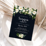 Green White Floral Royal Blue Surprise Party Einladung<br><div class="desc">Diese grün-weiße,  blumenblaue Party Einladung ist perfekt für einen rustikalen Geburtstag,  Ruhestand oder ein Überraschungs-Party. Das Design zeichnet sich durch elegante Aquarellbäume mit grünem Blattwerk in dunkelblauem Hintergrund aus.</div>