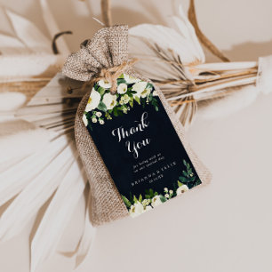 Green White Floral Royal Blue Wedding Vielen Dank Geschenkanhänger