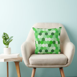 Green White Geometric Hexagon Kissen