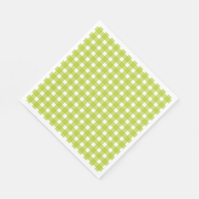 Green & White Gingham Karierte Karo Hochzeitsfeier Serviette (Ecke)