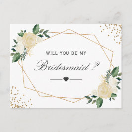 Green White Gold Floral Einladungspostkarte