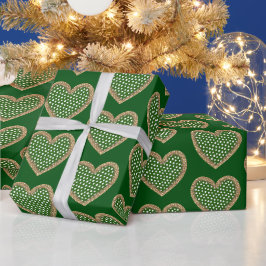 Green White Gold Glitzer Polka Dots Herzenslust Geschenkpapier