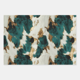 Green White Gold Leopard Geschenkpapier Set