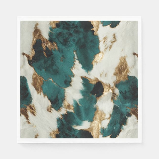 Green White Gold Leopard Serviette (Vorderseite)
