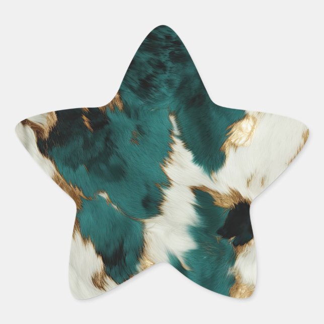 Green White Gold Leopard Stern-Aufkleber (Vorderseite)