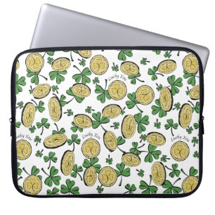 Green White & Gold St Patrick's Lucky You Kleeblat Laptopschutzhülle