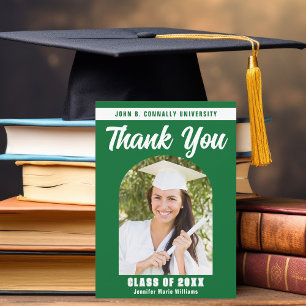 Green White Graduate Foto Arch Abschluss Dankeskarte