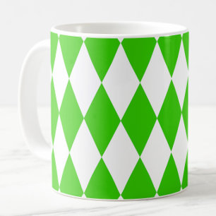 Green White Harlequin Diamonds Schachbretts Design Kaffeetasse