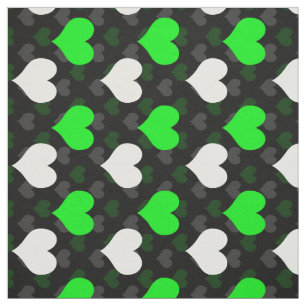 Green White Hearts Black Stoff