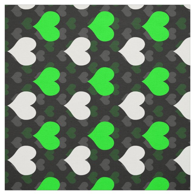 Green White Hearts Black Stoff (Muster)