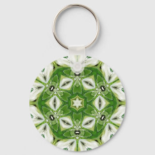 Green White Hexagon Kaleidoscope Schlüsselanhänger