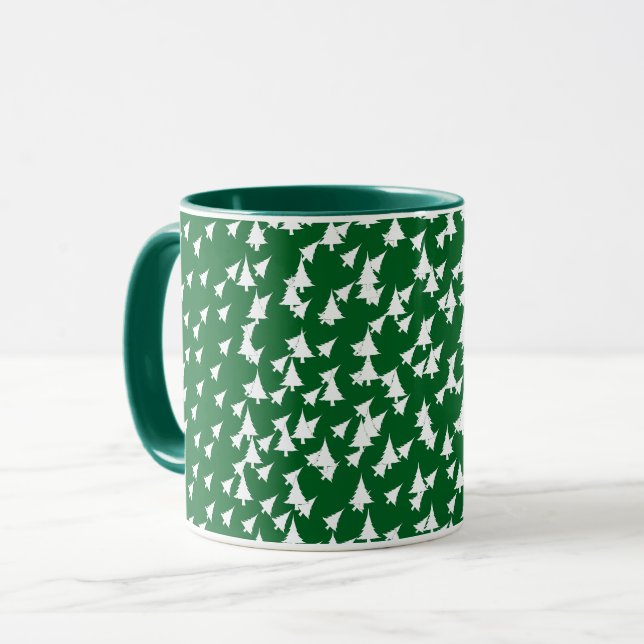 Green White Holiday Trees Combo Tasse (Vorderseite Links)