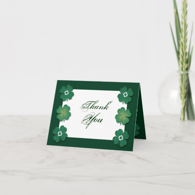 Green white Irish wedding anniversary Dankeskarte (Vorderseite)