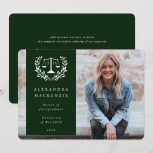 Green + White JD Law Scales Laurel Wreath Foto Ankündigung