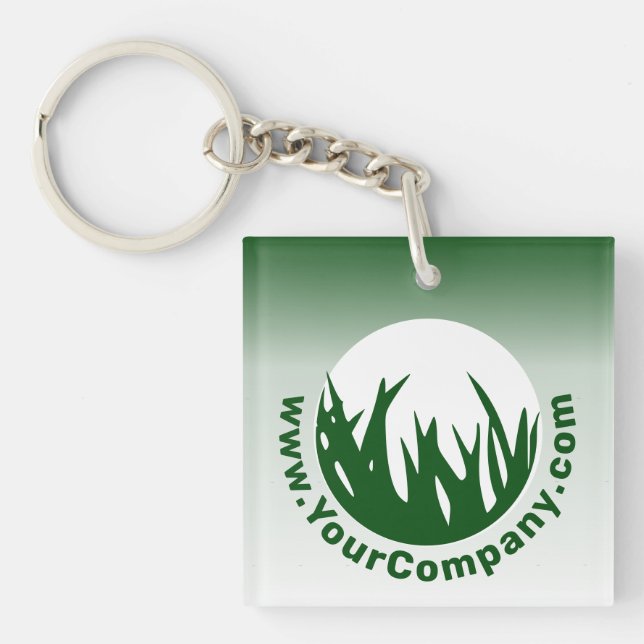 Green White-Logo des Lawn Care Service Werbeaktion Schlüsselanhänger (Vorderseite)