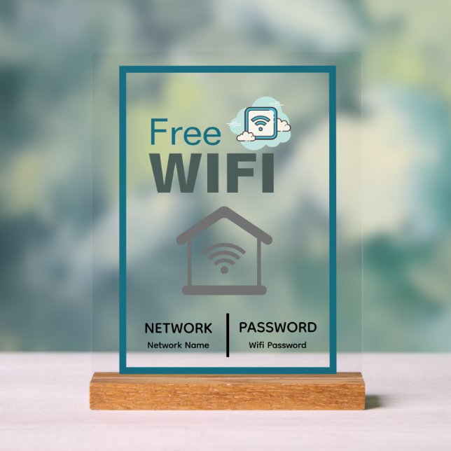 Green White Minimalistisch Free WLAN Internet Acrylschild (Neutral)