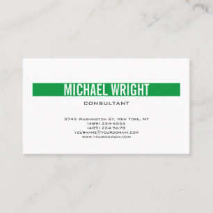 Green White Modern Schlicht Simple Minimalistisch Visitenkarte