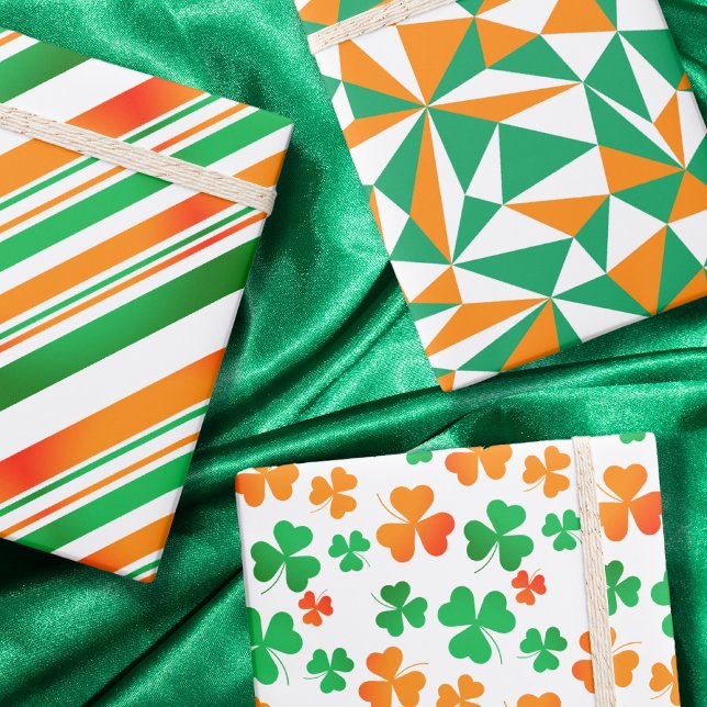 Green White Orange Irish Party Ireland St Patricks Geschenkpapier Set (Von Creator hochgeladen)