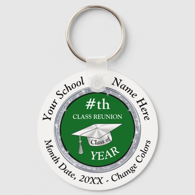 Green White Personalisiert, Class Wiedersehen Gift Schlüsselanhänger (Vorderseite)