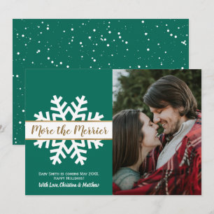 Green White Photo Noël Grossesse Faire-part