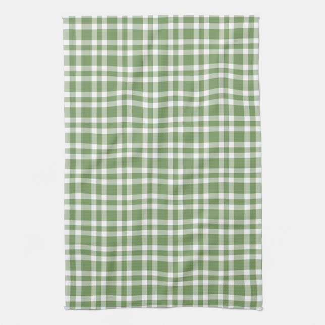 Green White Plaid Pattern Geschirrtuch (Vertikal)