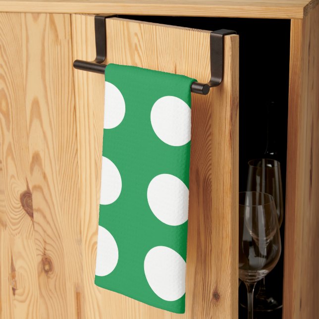 Green White Polka Dot Niedlich Retro Geschirrtuch (Drittel gefaltet)
