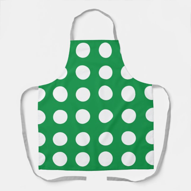 Green White Polka Dot Stilvoll Niedlich Schürze (Vorderseite)