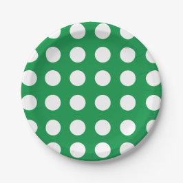 Green White Polka Dot Vintag Retro Party Pappteller