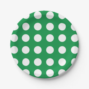 Green White Polka Dot Vintag Retro Party Pappteller