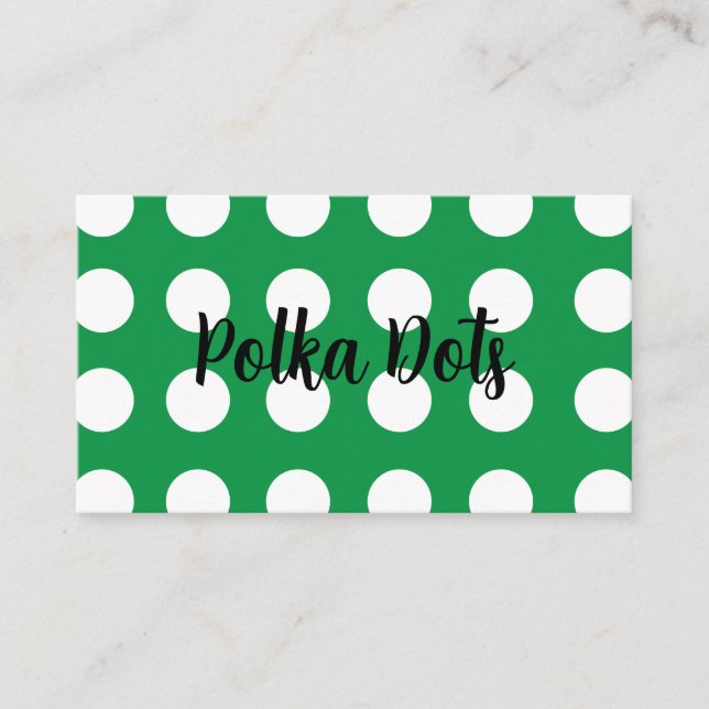 Green White Polka Dot Vintag Retro Visitenkarte (Vorderseite)