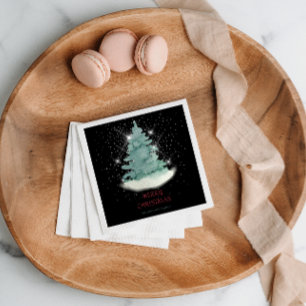 Green White Star Weihnachtsbaum Serviette