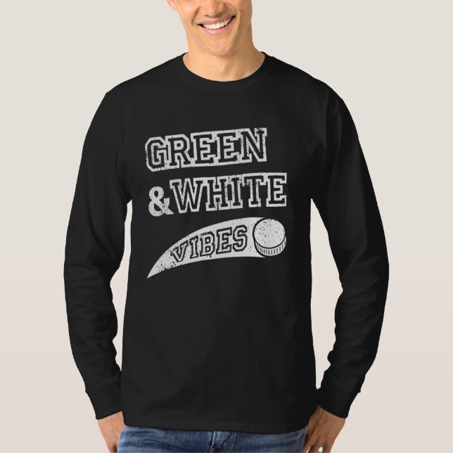 Green & White Vibes Hockey Team Fan T-Shirt (Vorderseite)