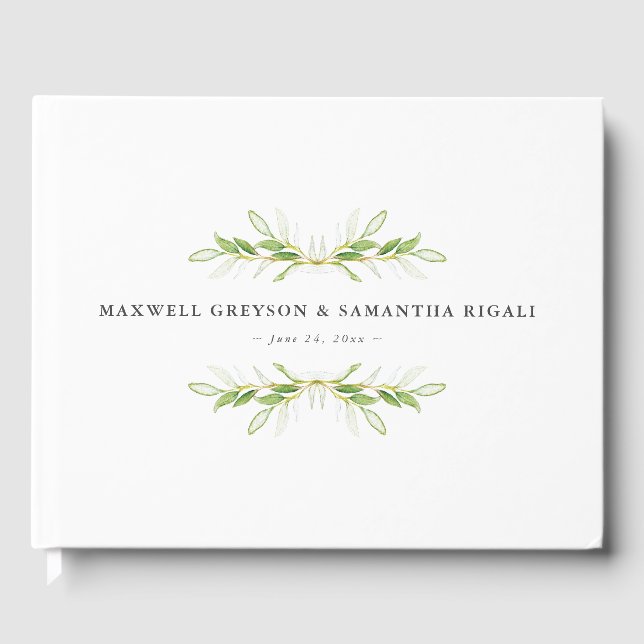 Green & White Wedding Guest Book Gästebuch (Vorderseite)