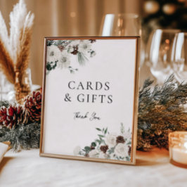 Green White Winter Floral Cards und Geschenke Poster