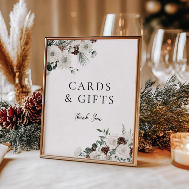 Green White Winter Floral Cards und Geschenke Poster (Von Creator hochgeladen)