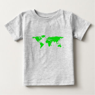Green White World Map Baby T-shirt