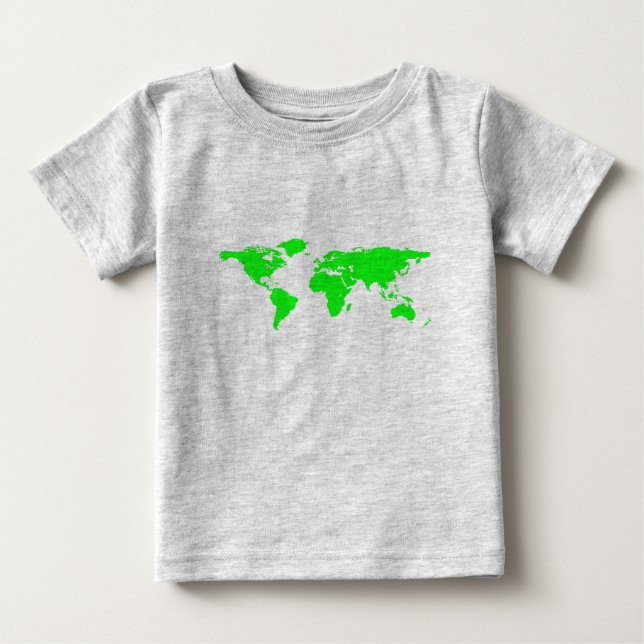 Green White World Map Baby T-shirt (Vorderseite)