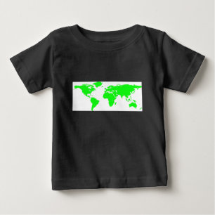Green White World Map Baby T-shirt