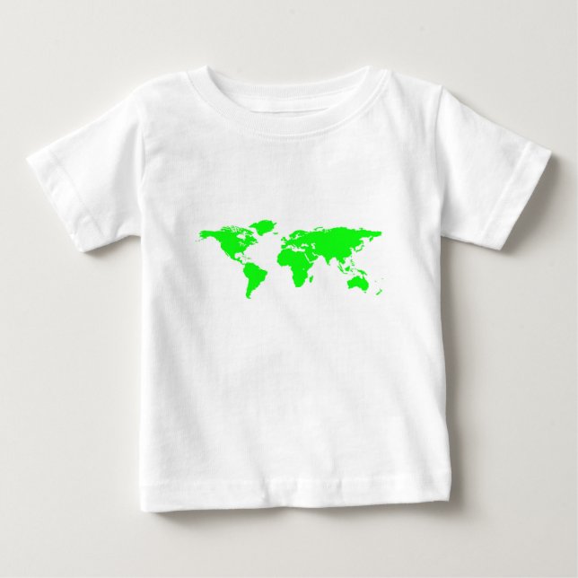 Green White World Map Baby T-shirt (Vorderseite)