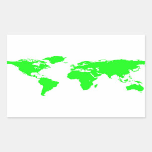 Green White World Map Rechteckiger Aufkleber