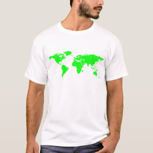 Green White World Map T-Shirt
