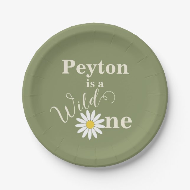 Green Wild One zum ersten Geburtstag Pappteller (Vorderseite)