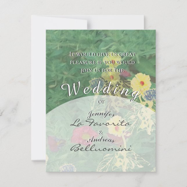 Green Wildblume Daisies&Clover Wedding Einladung (Vorderseite)