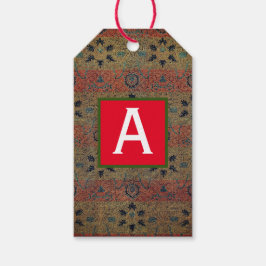 GREEN WILLIAM MORRIS GIFT TAG CUSTOM INITIAL GESCHENKANHÄNGER