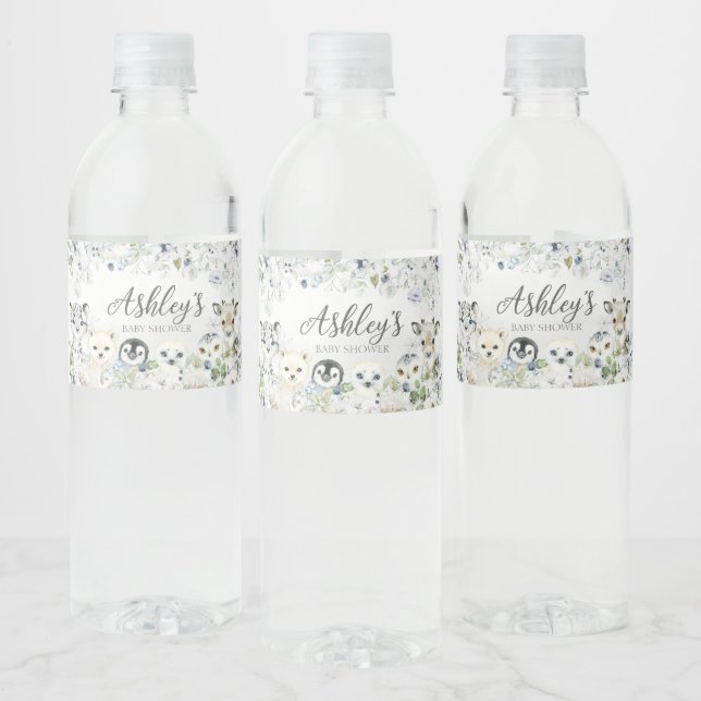 Green Winter Arctic Animals Baby Dusche (Flaschen)