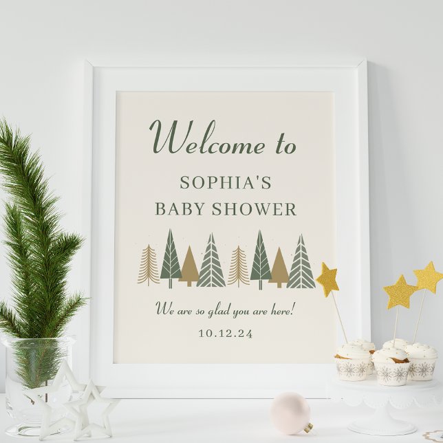Green Winter Baby Dusche Begrüßungszeichen Poster (Von Creator hochgeladen)