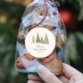 Green Winter Baby Dusche Runder Aufkleber