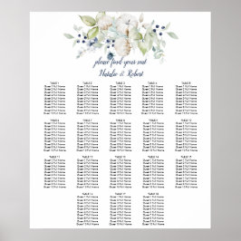 Green Winter Floral Seekarte aus dunkelblauem Sage Poster